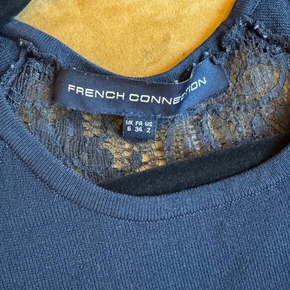 French Connection Dark blue Stretch Midi Dress with Lace back - Picture 4 of 6